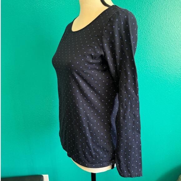 Liz Claiborne Navy Blue Polka Dot Basic Long Sleeve Tee Women's Small - Picture 4 of 8